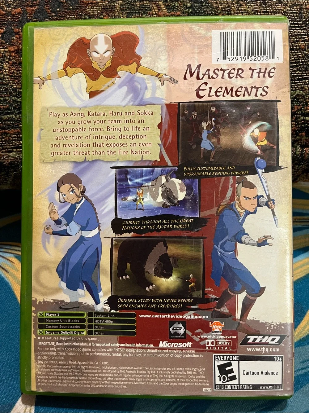 HQ Avatar: The Last Airbender Xbox Game - Green Case